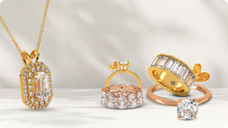 Gold Pendant, Ring and Earrings